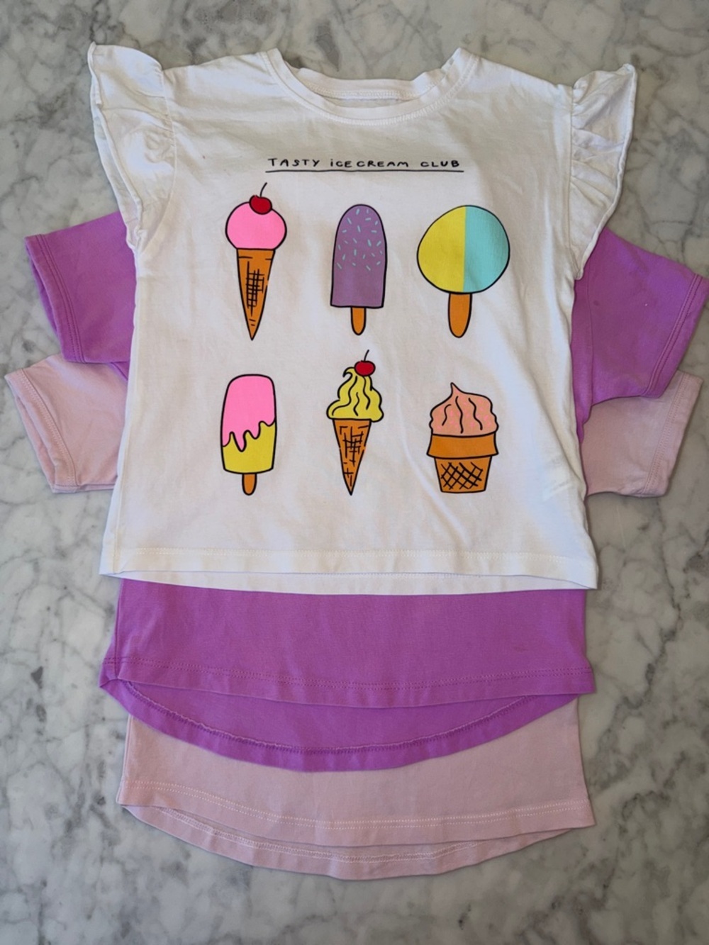 Zara PLAY Tee Bundle with Colorful Ice Cream Graphic 4Y